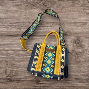 Wrangler Geometric Yellow and Blue Tote